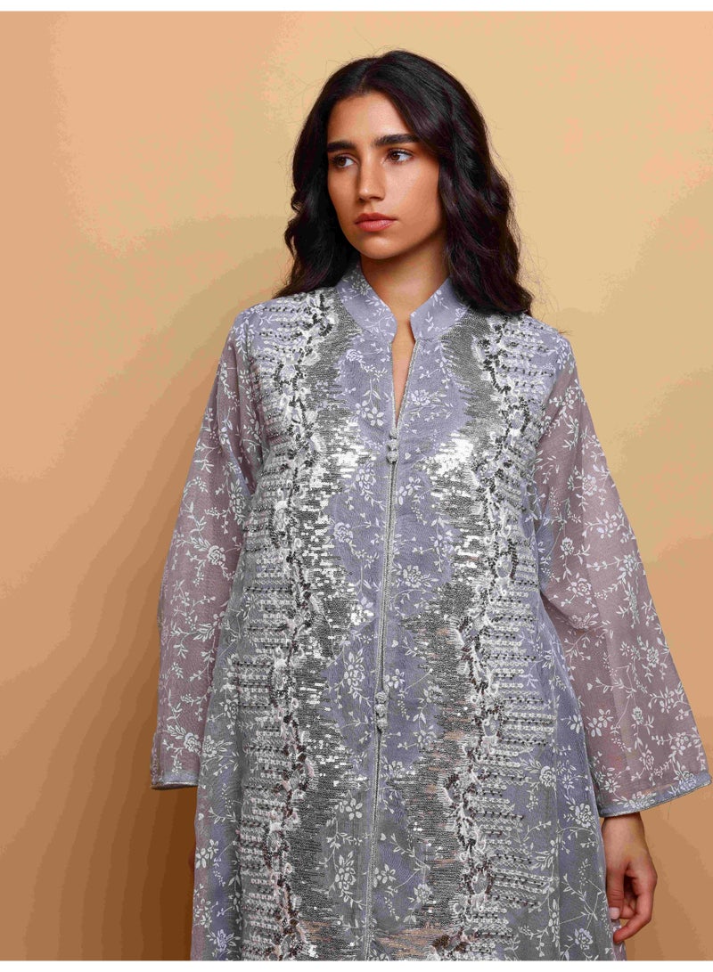 اكسا جلابية اككسا نور IK4034 رمادي - Image 3